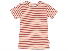 Petit Piao t-shirt lys berry/mørk råhvid stribet